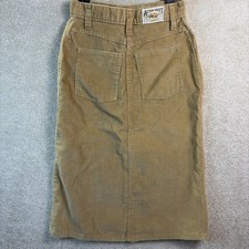 Vintage Action West Skirt 24x27 Tan Midi Corduroy Western 80s Zip Cowgirl Logo