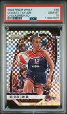 2024 PANINI PRIZM WNBA CELESTE TAYLOR #48 CHECKERBOARD PRIZM PSA 10