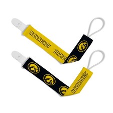 Iowa Hawkeyes 2 Pack Pacifier Clips NEW Bib Cloth Binkie Clip Packie