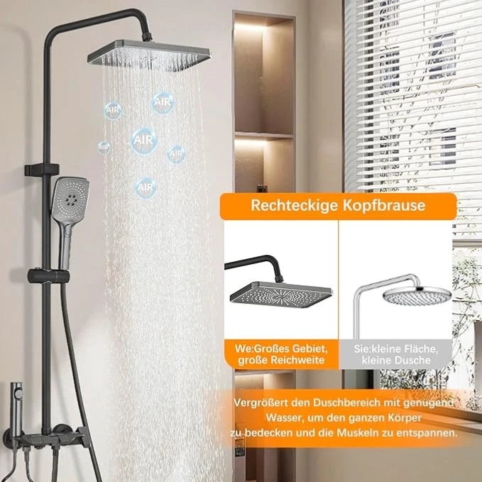 Duschsystem Höhenverstellbar Druckknopfsteuerung Duschsystem mit Kopfbrause - Bild 3 von 4