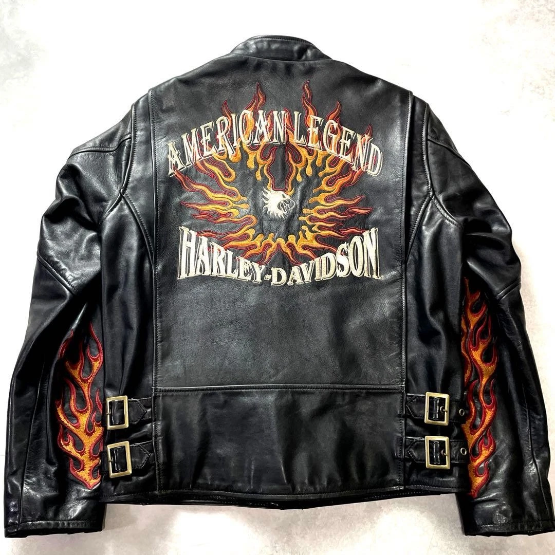 ジャケット・アウター Harley-Davidson Flame Leather Jacket Harley Davidson Leather Jacket Flames for sale | eBay