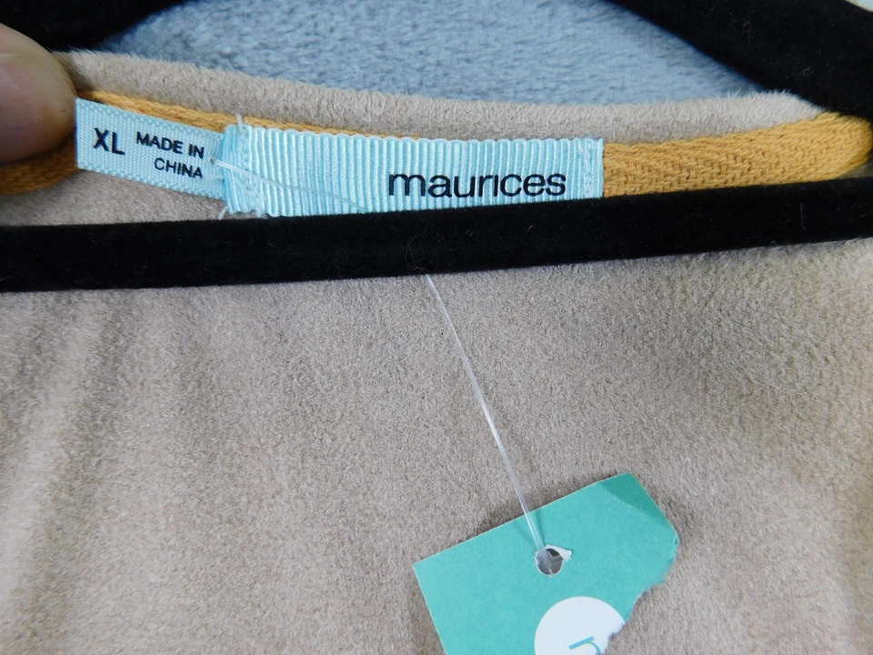 Maurices Vest Womens XL Tan Faux Suede Fringe Western Country Open Boho Festival - Image 3 of 4