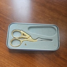 Small gold and Silver Gingher Bird Stork Embr...