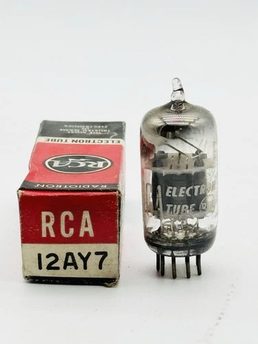 NEW Vintage NOS RCA 12AY7 Gray Plate Vacuum Radio Amplifier Tubes White Stamp i6