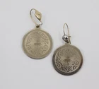 Vintage Circular Coin Earrings with a Ballerina - Antique Costume Jewelry