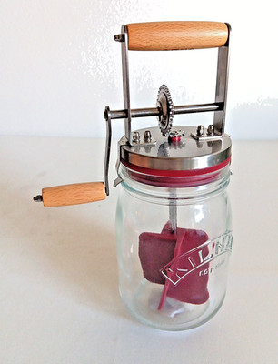 Kilner Butter Churn New  Glass Wood Handle Red Paddle Instructions/Recipes **