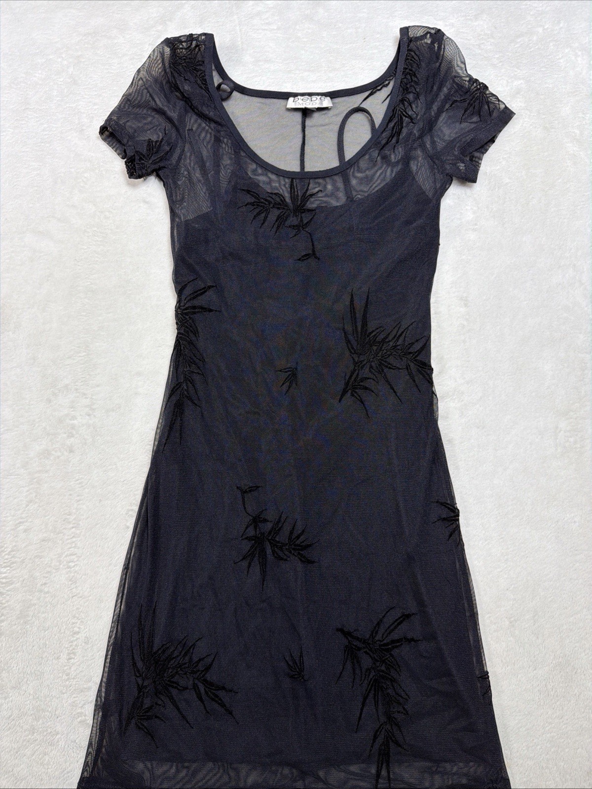 Vestido bebe MODA DE COLECCIÓN Mediano M Negro Malla Transparente Flock Terciopelo Bambú Slip Mini