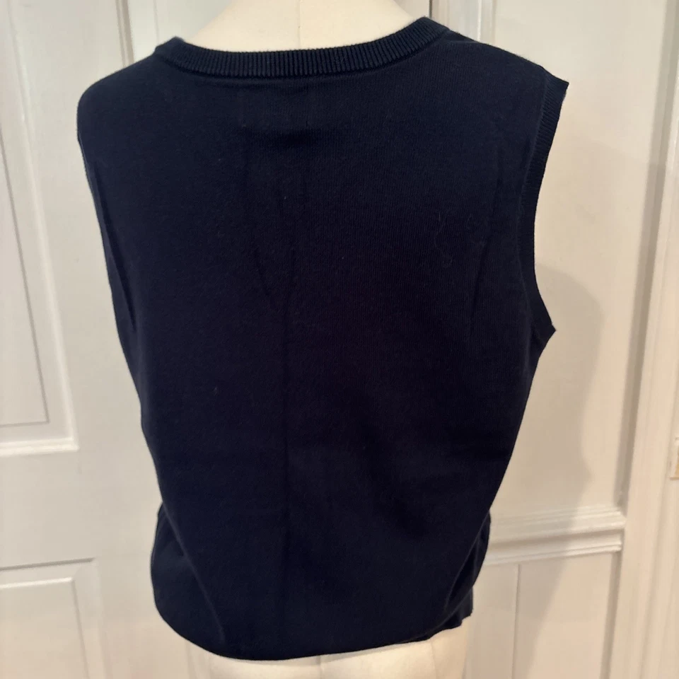 Lands’ End Navy V Neck Sleeveless Pullover Uniform Preppy Sweater Kids XXL 18-20 - Image 3 of 4