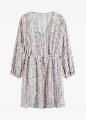 Neu Kleid im Tunika-Stil Gr. 46 Flieder Bedruckt Damen Oversize Tunikakleid