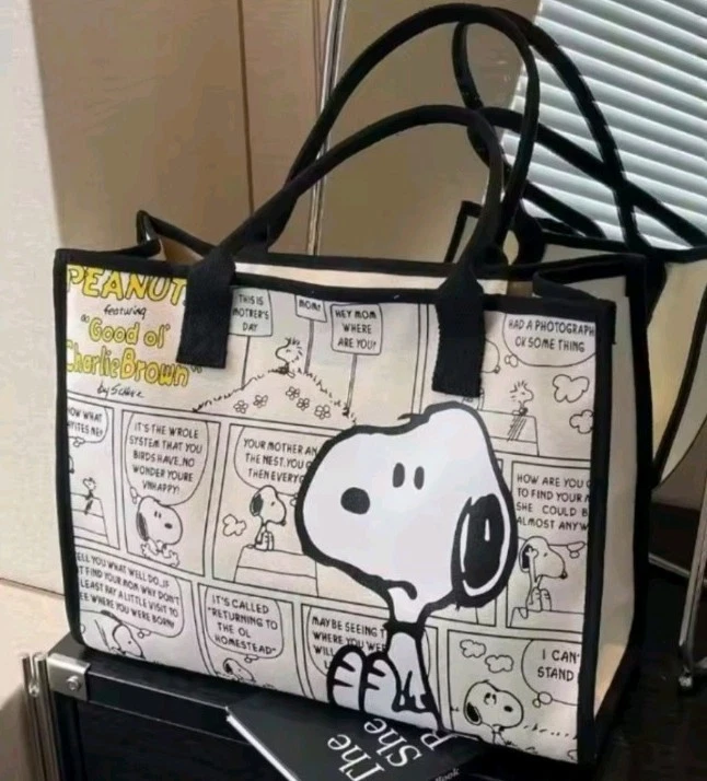 Peanuts Snoopy большой молнии сумка с короткими ручками наплечная сумка женщины мультфильм AOP спереди SolidBack - Изображение 2 из 4