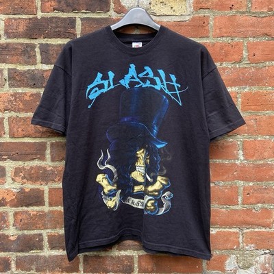 00s Slash Smoking Skull T-Shirt Herren XL Rock Guitar Band GNR Guns N Roses Y2K
