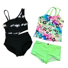 OP and More Than Magic Bathing Suits Little Girls Size XS (4-5) Black, Bright