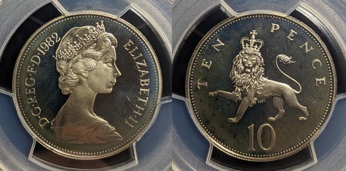 Great Britain 1982 Proof Ten Pence 10p S-F2 PCGS PR68DCAM FDC UNC #3430 - 第 1/8 張圖片