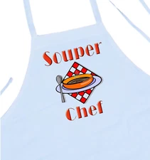 Souper Chef Funny Kitchen Apron, White Kitchen Aprons For Cooking by Coolaprons