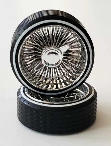 HOPPIN HYDROS 1/18 SUPER SPOKES CHROME LOWRIDER Rim FATCAPS K/O LOW PRO WW Tire - Picture 7 of 8