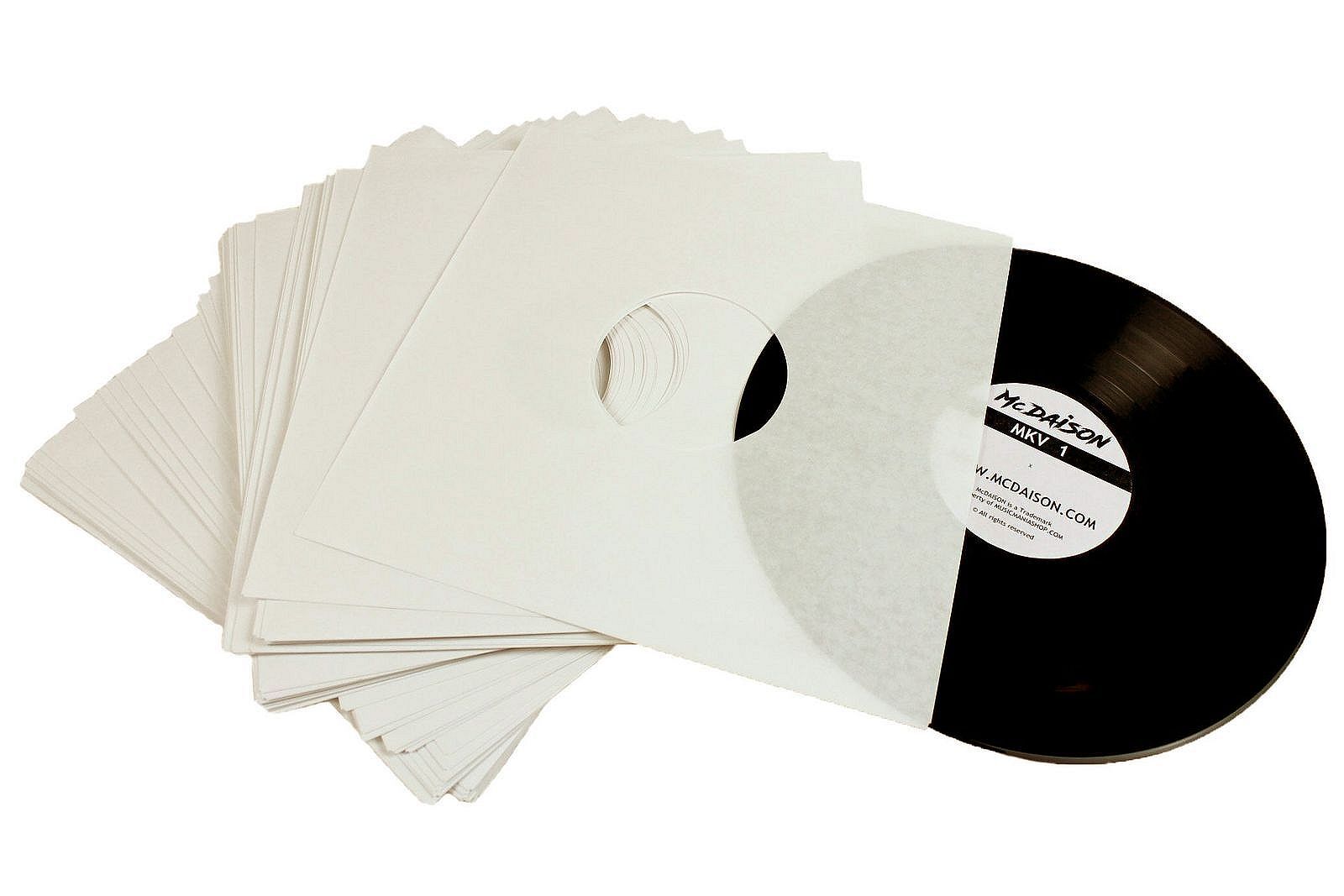 McDAISON 50pz BUSTA INTERNA BIANCA con fori per DISCHI LP 33 giri 12" mix vinile