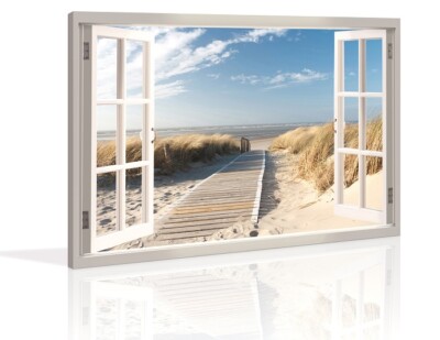 Bilder Leinwand 120 x 80 cm Fenster Blick Düne Wandbild Bild 5007