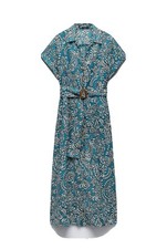 ZARA XS WOMAN COTTON PRINTED MIDI DRESS BLUE | 8100/808