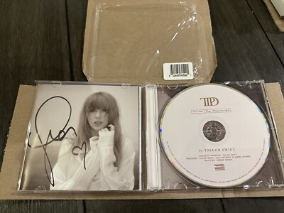 Taylor Swift Signed Tortured Poets Department CD — With RARE Heart