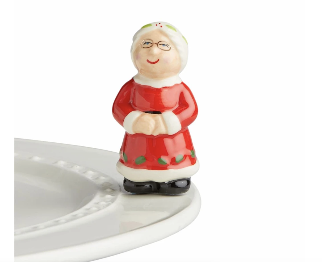Nora Fleming Mrs. Claus Mini Christmas Ceramic Platter Charm A240