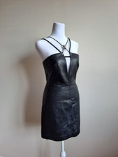 New Versace Versus Black Leather Short Dress Size 42