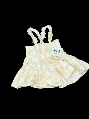 HAUTE HIPPIE TODDLER GIRLS 2T SMOCKED CREAM FLORAL SLEEVELESS DRESS NWT