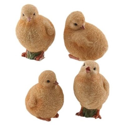 New Spring Easter Garden SET 4 BABY CHICK FIGURINE Peeps Shelf Sitter Figures