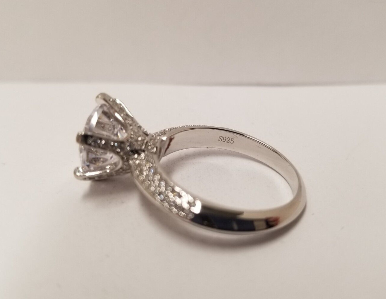 "Crown" Micropavé Round Solitaire Simulated Diamo… - image 5