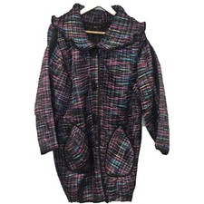 Jerry T Rainbow Multicolored Crinkle Jacket Coat Button Collar Women’s Sz Small