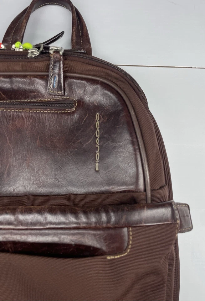 Mochila Piquadro Cuero Marrón 4 Compartimentos Bolso de Viaje de Negocios ONE 055882 Foto 3 de 4