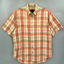Scott Barber Shirt Mens Medium Button Up Multicolor Plaid Crinkle Summer
