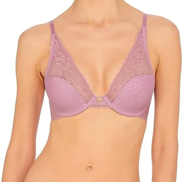 Sujetador convertible Natori CHERRY BLOSSOM Freesia púrpura UW 34DDD y calzoncillo niña L Foto 2 de 4