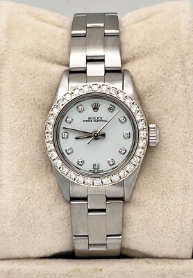 Rolex Ladies Oyster Perpetual 67194 Diamond Dial Diamond Bezel