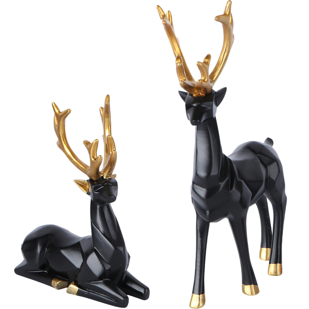 2 Pcs Deer Figurine Christmas Figurines Origami Elk Ornaments Reindeer
