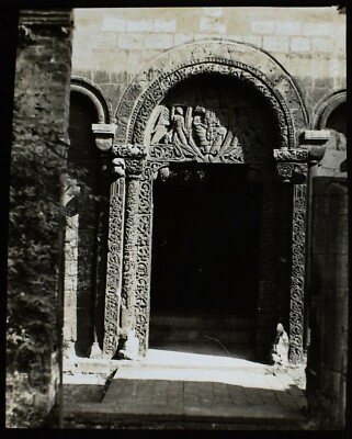 ANTIKE magische Laterne Dia ELY KATHEDRALE NORDTÜR UM 1910 FOTO CAMBRIDGESHIRE