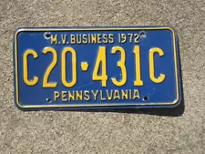 1972 Pennsylvania MV Business License Plate Penna Ford Chevrolet C20431C Dealer