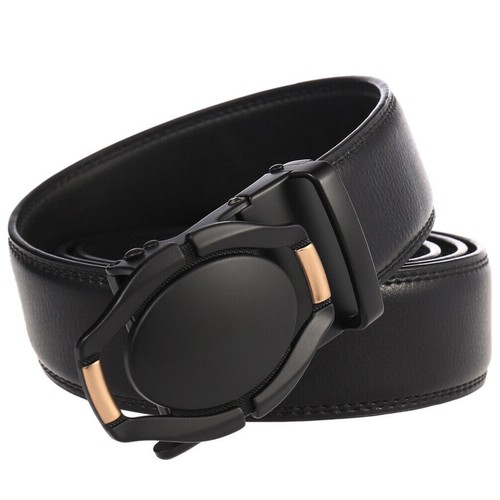 New Men's Fashion Cow Leather Belt Design Automatic Buckle Strap Jeans Dress Hot - Picture 3 of 5