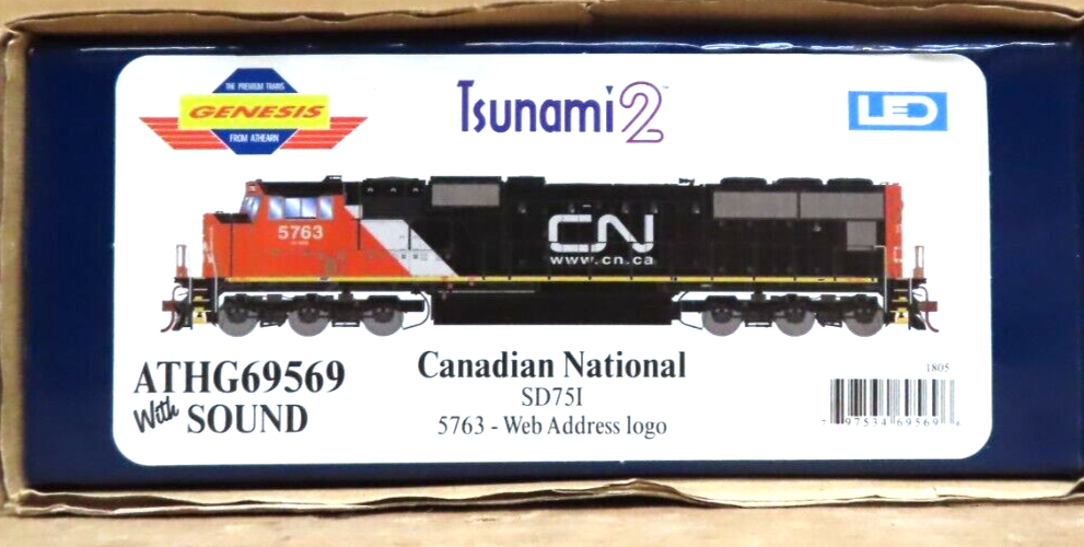 ATHEARN GENESIS 69569 CANADIAN NATIONAL SD75I #5763 W/SOUND/LED HO