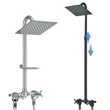 Outdoor Shower Faucet Set Exposed Fixture Wall Mounted Shower Combo Mixer Valve