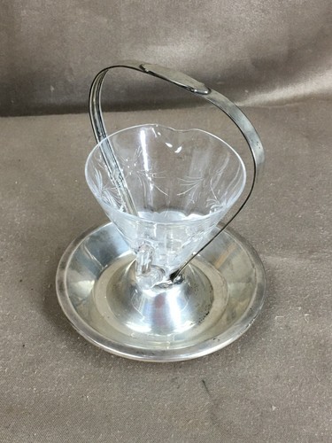 Juego de porciones de salsa de 2 piezas de plata esterlina y vidrio cortado de colección - Imagen 4 de 7