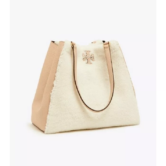Tory Burch Women s McGraw Shearling Carryall Ivory Devon Sand