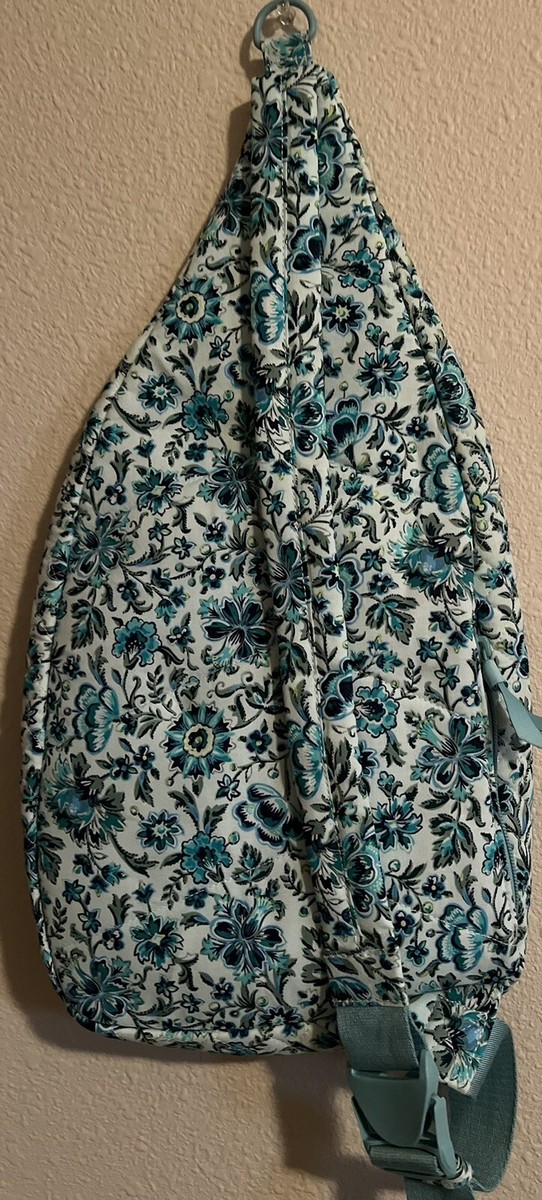 VERA BRADLEY Iconic Sling Backpack Bag CLOUD VINE Aqua Blue  display picture 1