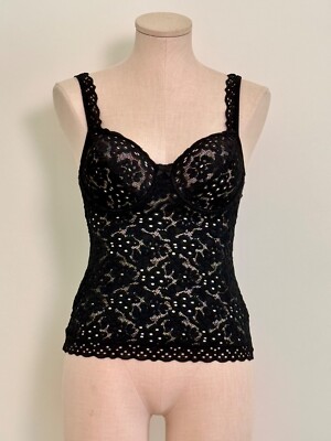 90s vintage MARKS & SPENCER St. Michael CAMISOLE black LACE lingerie tank UK 34B