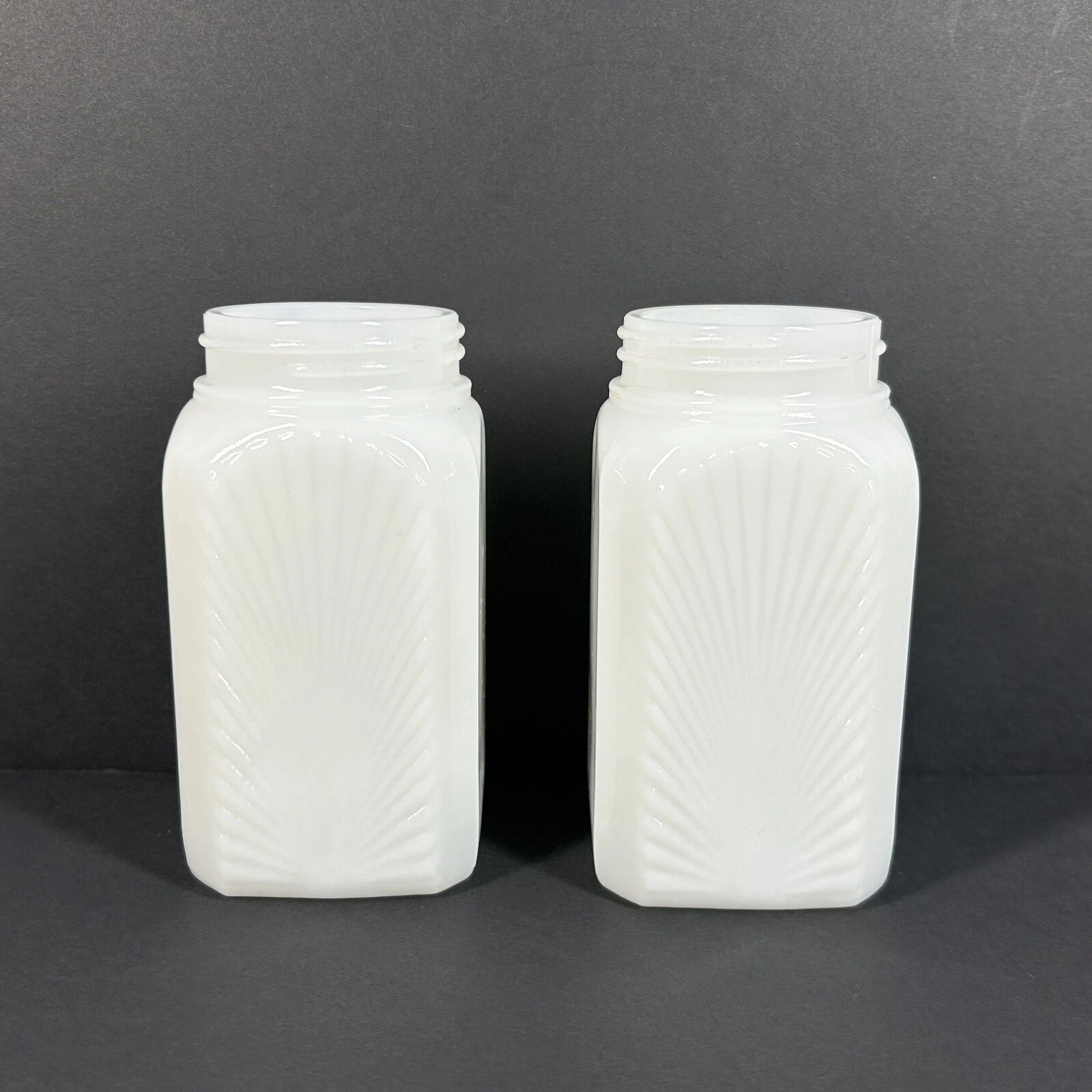 Vintage Milk Glass Salt and Pepper Shaker Container Bottle Set No Lids