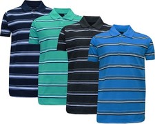 New Men Short Sleeve Yarn Dyed Stripe Polo Shirt T- Shirt Top Casual  M - 5XL