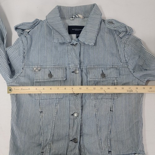Burberry London Women's Vintage Blue & White Striped Jacket Coat Engineer Sz 10 - Bild 6 von 7