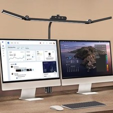 LED Desk Lamp with Clamp, 24W Architect Light, Auto-Dimming, Stepless Brightn...