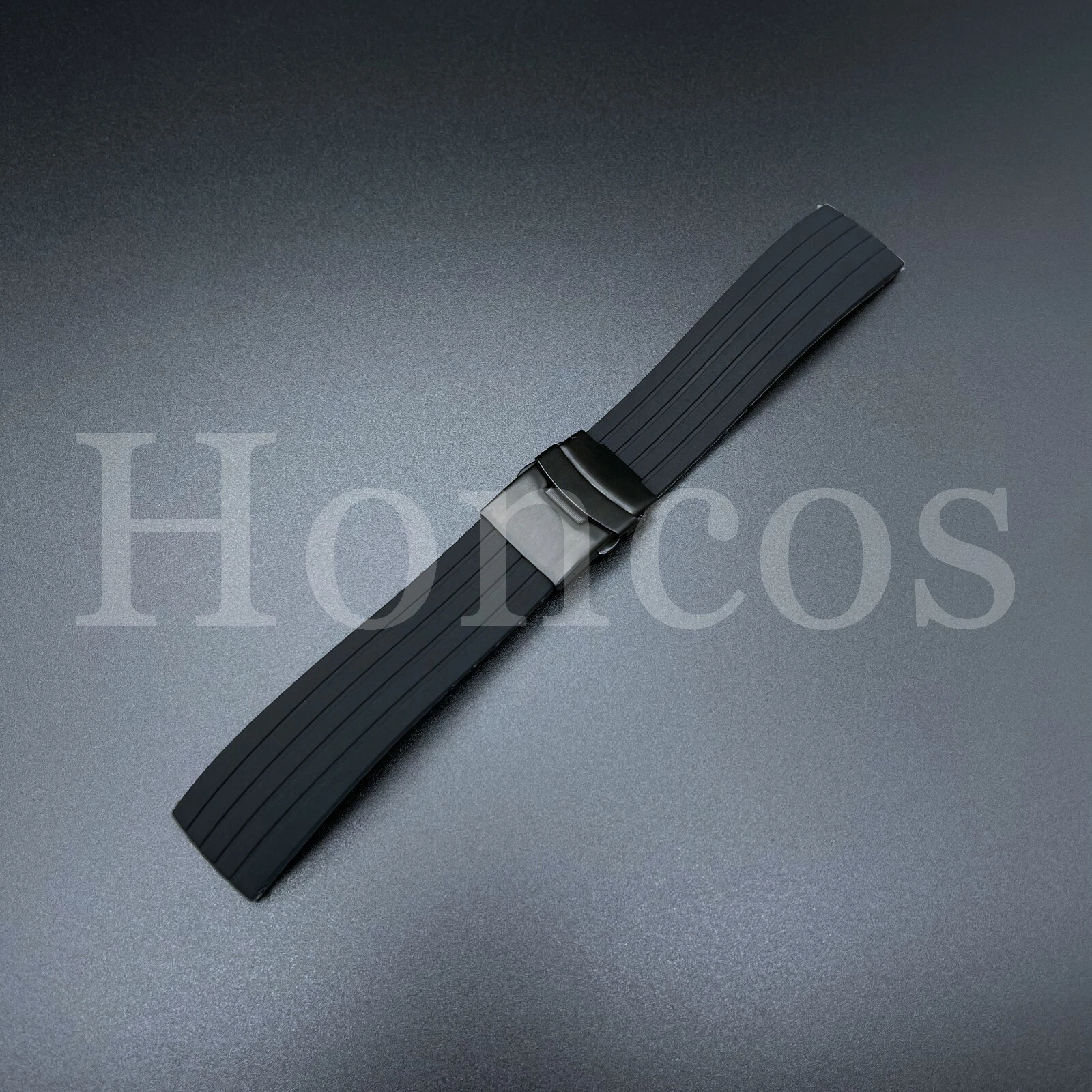 Bracelet de montre 20 mm couleur caoutchouc silicone déploiement fermoir noir remplacement 