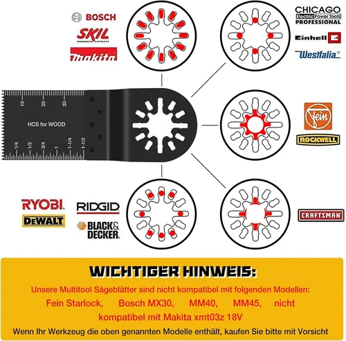 20stk Multitool Zubehör Sägeblatt-Set Metall Holz für Multimaster Makita Einhell - Bild 4 von 18