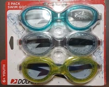 📫Dolfino 6+ Youth Swim Goggles, Multi-Color, Unisex (3 Pack). Lot#21/49